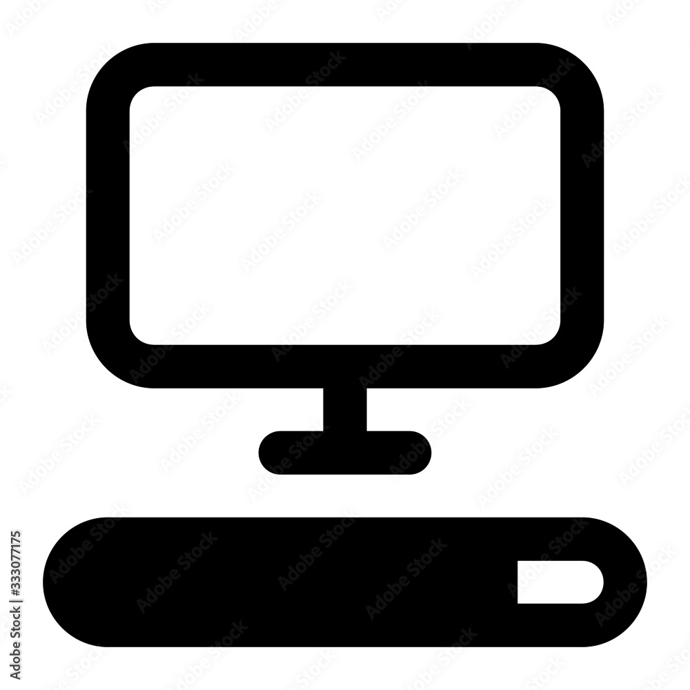 computer icon with glyph style and perfect pixels. Suitable for website design, logo, app and ui.