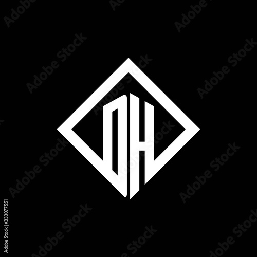 DH logo monogram with square rotate style design template