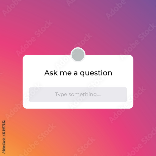 Ask me question instagram social media sticker design for mobile, graphic and website desgin. Template desgin, user interface vector illustration. photo