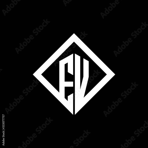 EV logo monogram with square rotate style design template