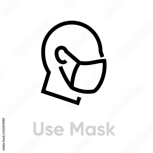 Use Mask Protection measures icon. Editable line vector.