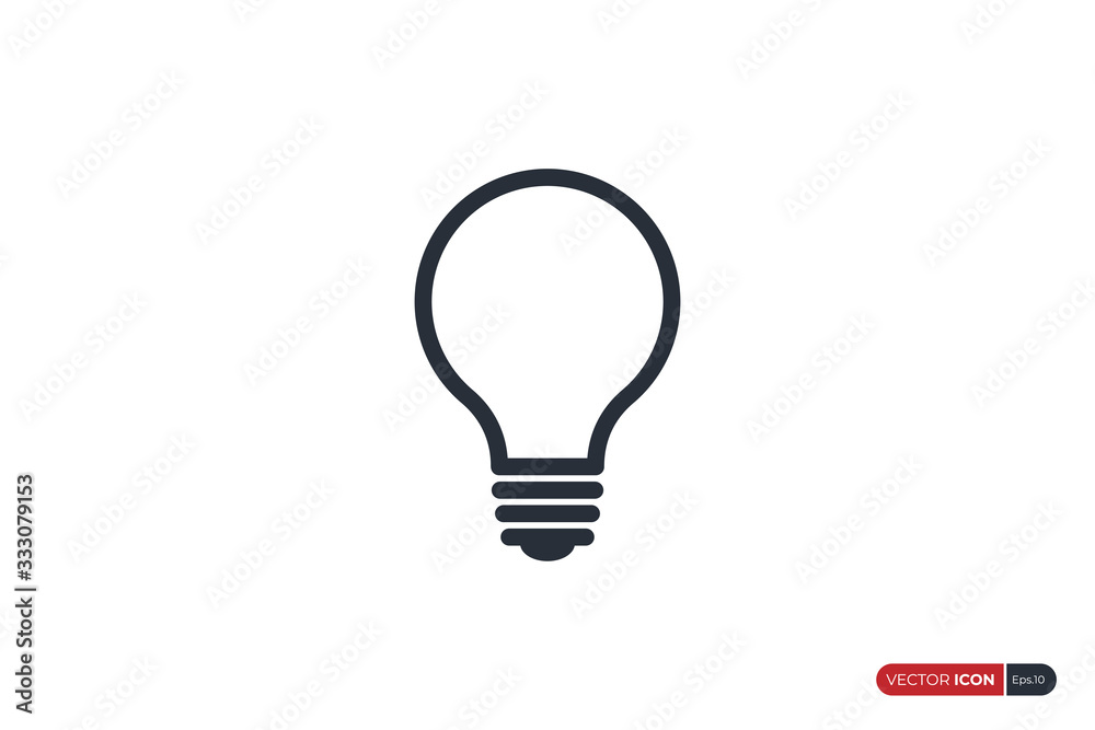 Light Bulb Icon Line isolated on White Background. Flat Vector Vector Icon Design Template Element. Light Bulb Icon Line isolated on White Background. Flat Vector Vector Icon Design Template Element.
