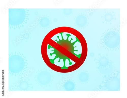 Stop Coronavirus COVID-19 2019-nCoV outbreak and influenza in light-blue background. Pandemic medical health risk, immunology, virology, epidemiology concept. 