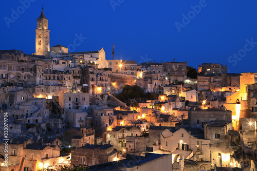 Night View of Matera Italy, World Heritage