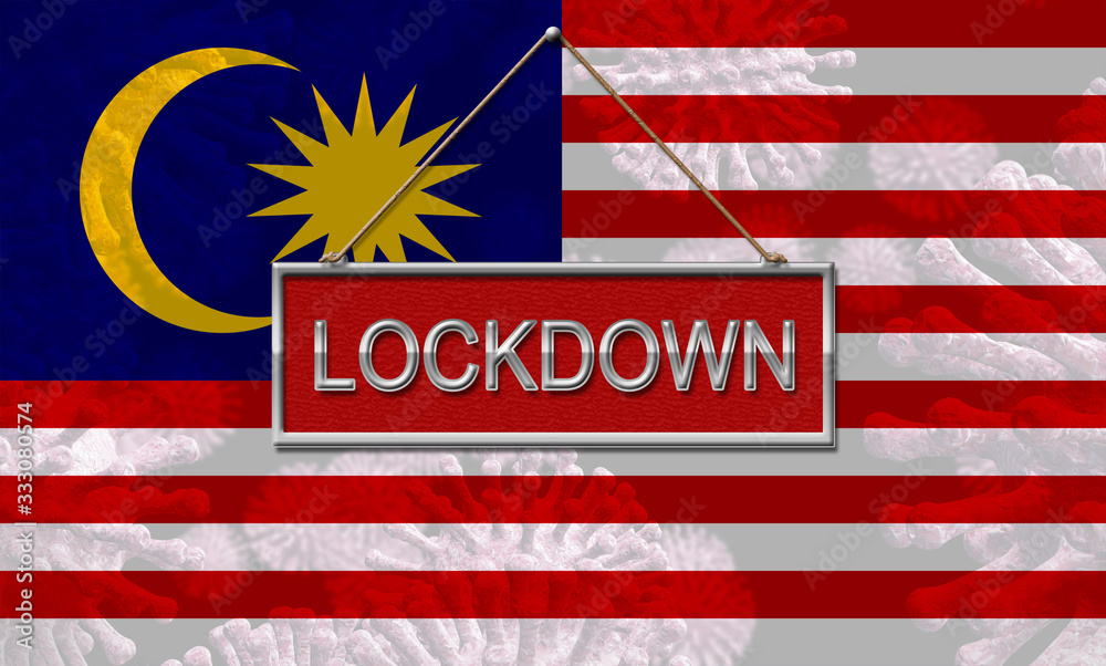 Naklejka premium Malaysian lockdown stopping ncov epidemic or outbreak - 3d Illustration