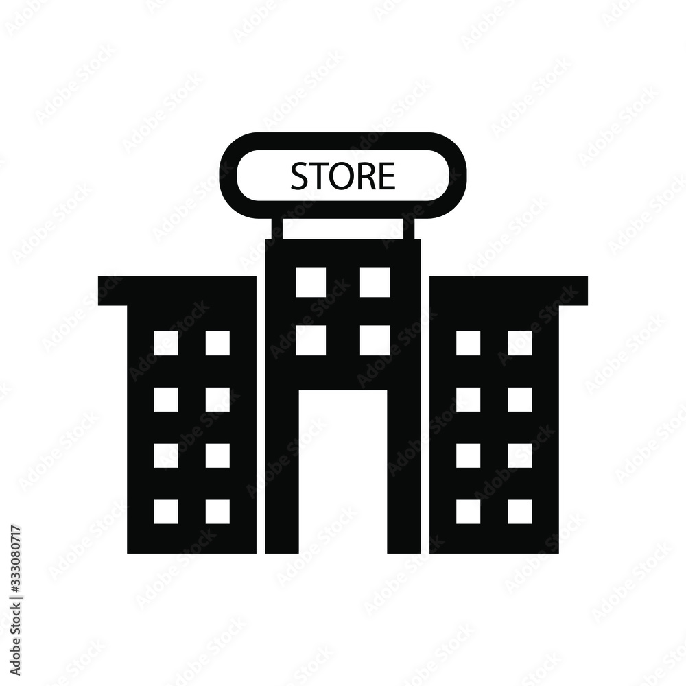 Store shop icon , template logo design emblem isolated illustration , business building retail , outline solid background white