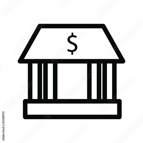 Bank icon , money business concept building emblem isolated illustration , design simple template logo , outline solid background white