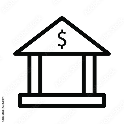 Bank icon , money business concept building emblem isolated illustration , design simple template logo , outline solid background white