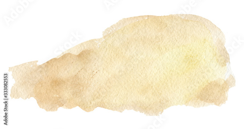 Abstract watercolor stain yellow background. Texture summer sand, land, hillock. Splash bright color, Africa design for card, poster, banner, logo, business card.