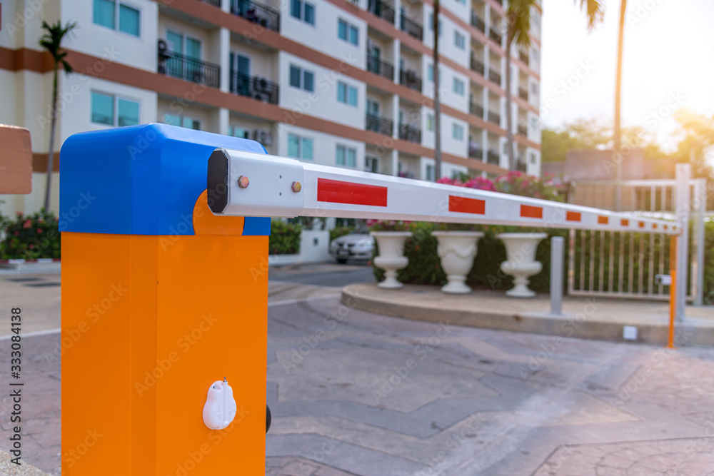 Technician installed barrier gate automatic system for control entrace ...