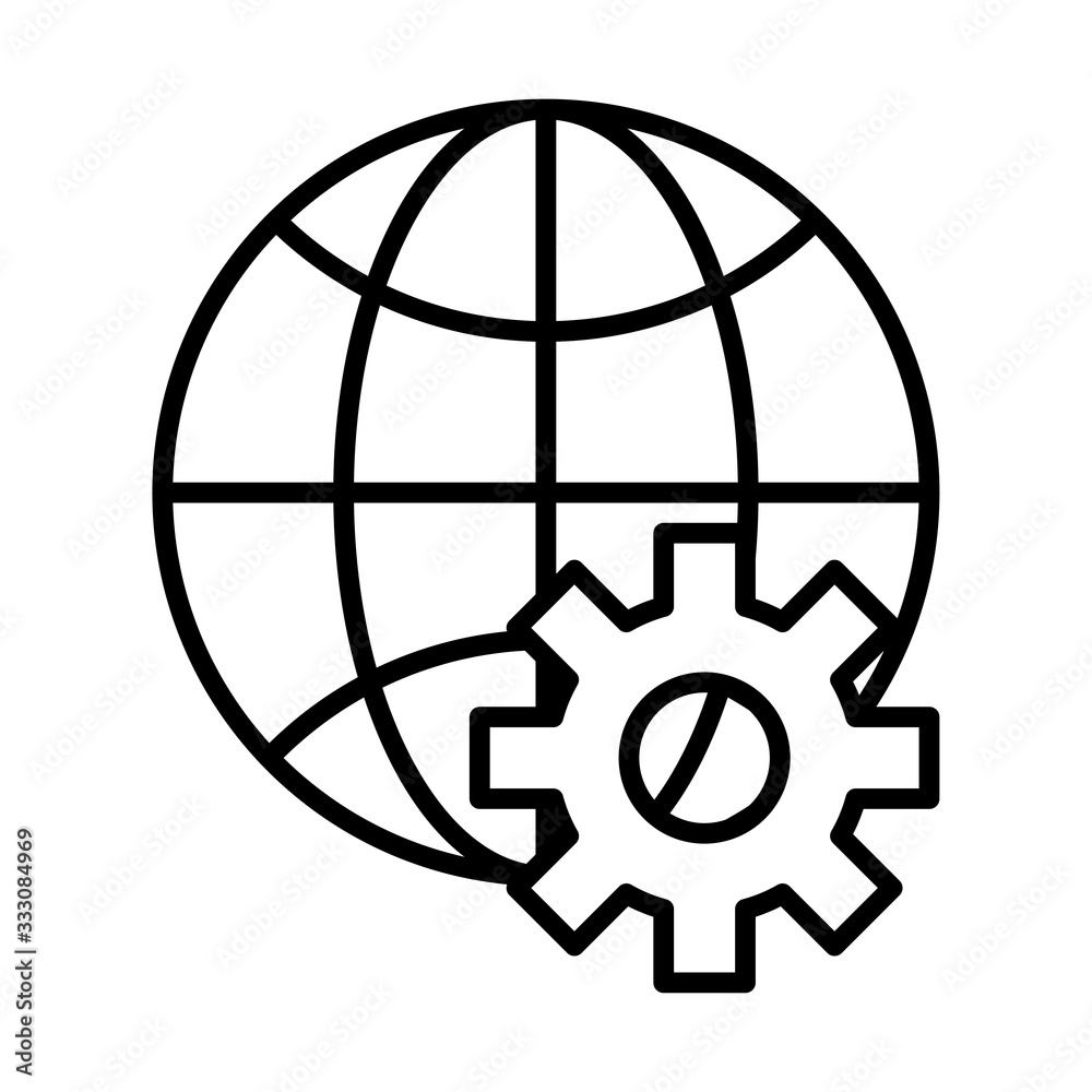 sphere browser with gear line style icon sphere browser with gear line style icon