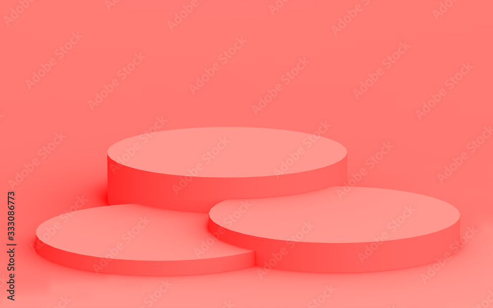 3d pink coral cylinder podium minimal corner studio background. Abstract 3d geometric shape object illustration render. Display for valentine product. 3d pink coral cylinder podium minimal corner studio background. Abstract 3d geometric shape object illustration render. Display for valentine product.
