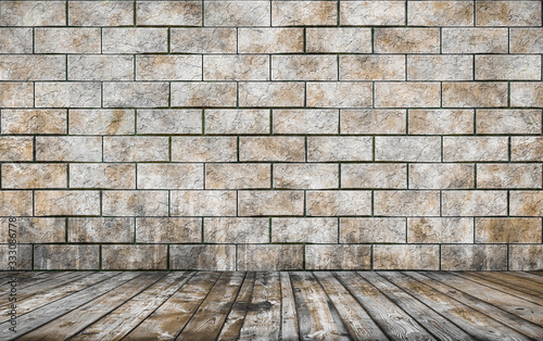 room with brick wall