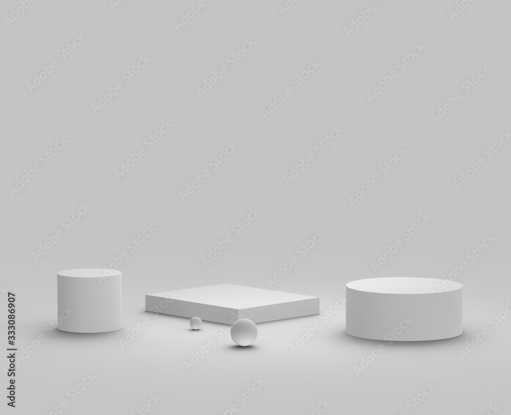 3d white gray podium minimal studio background. Abstract 3d geometric shape object illustration render. Display for cosmetics and beauty fashion product. 3d white gray podium minimal studio background. Abstract 3d geometric shape object illustration render. Display for cosmetics and beauty fashion product.