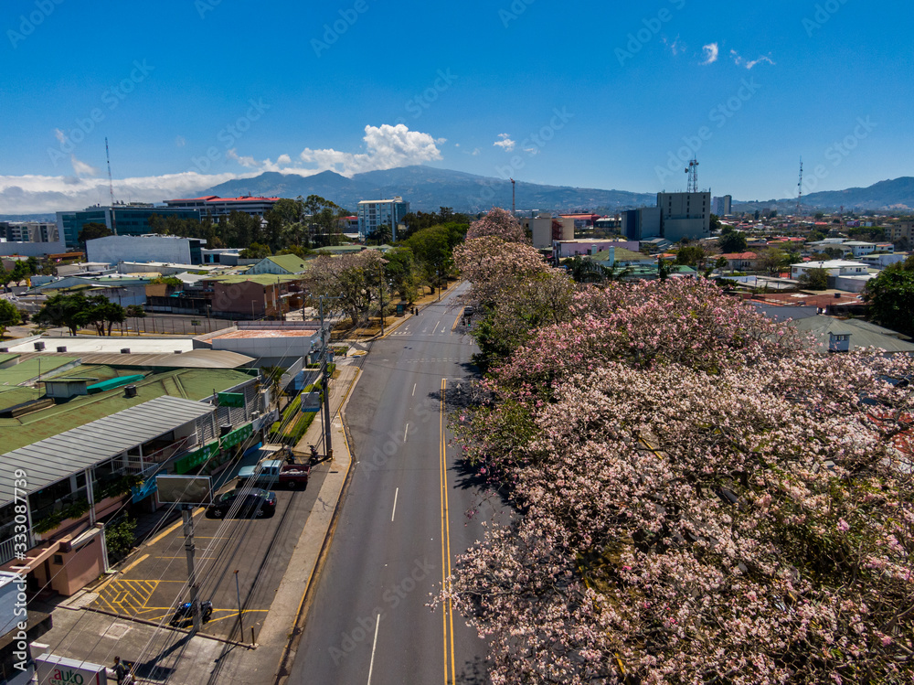 Beautiful aerial view of the empty streets  of San Jose Costa Rica