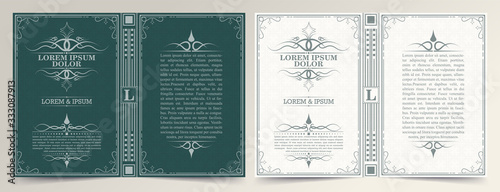 Vintage book layouts and design - covers and pages, classical rich frames, dividers, corners, borders, luxury ornaments and decorations, beautiful pages templates for creative design.