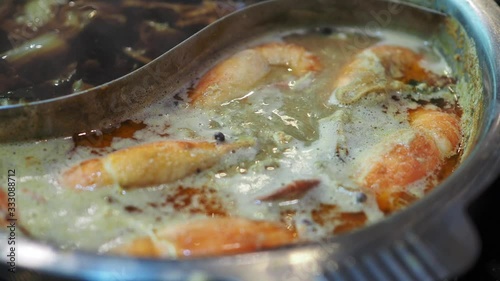 Thai style spicy soup call tom yum kung