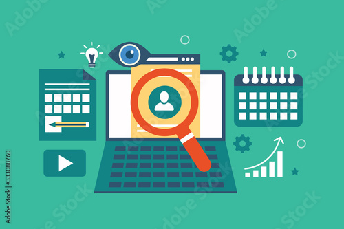 Flat modern vector concept Social media strategy banner with icons
