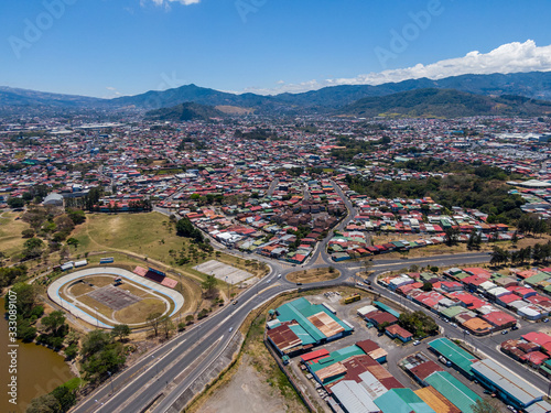 Beautiful aerial view of the empty streets of San Jose Costa Rica