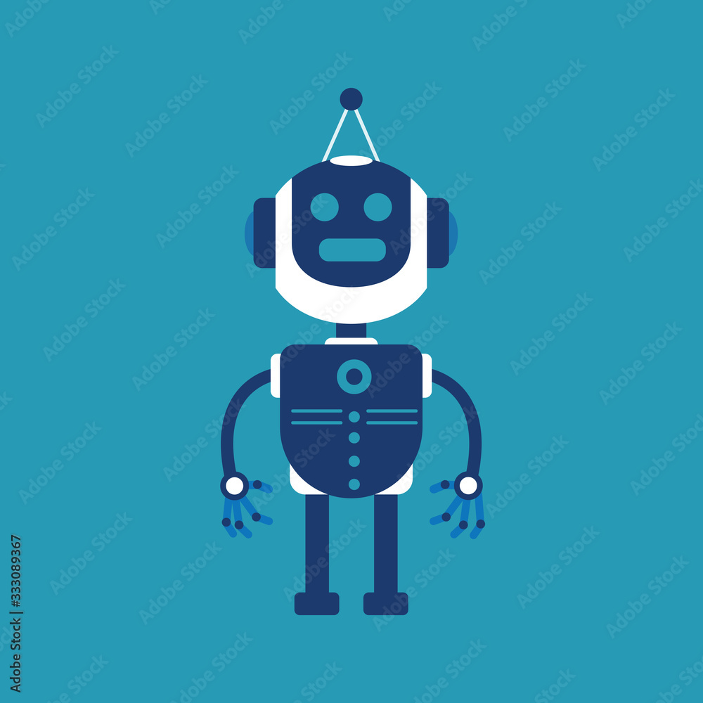 Cute blue robot character vector Cute blue robot character vector