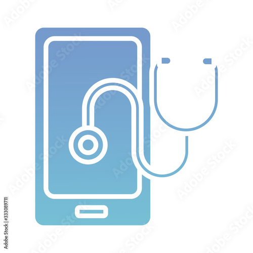 smartphone with stethoscope health online silhouette gradient style