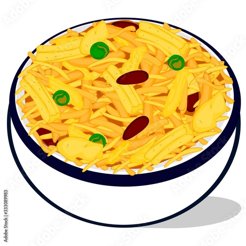 Namkeen Farsan,Chivda indian snacks Vector