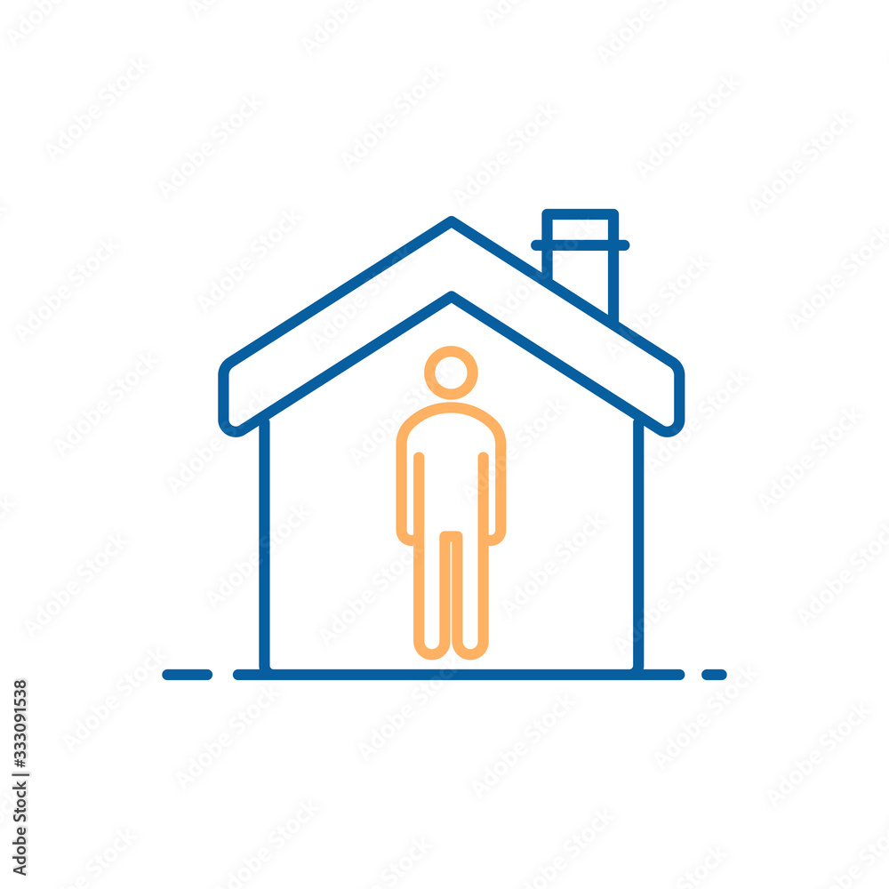 social distancing icon. Vector thin line illustration for concepts of distance keep in public for protection in pandemics like covid-19 coronavirus outbreak. Not allowing outbreak virus spreading. 