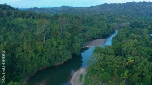 Wallpaper Mural Aerial drone footage of beautiful nature landscape scene on rural village in Sabah, Borneo Torontodigital.ca