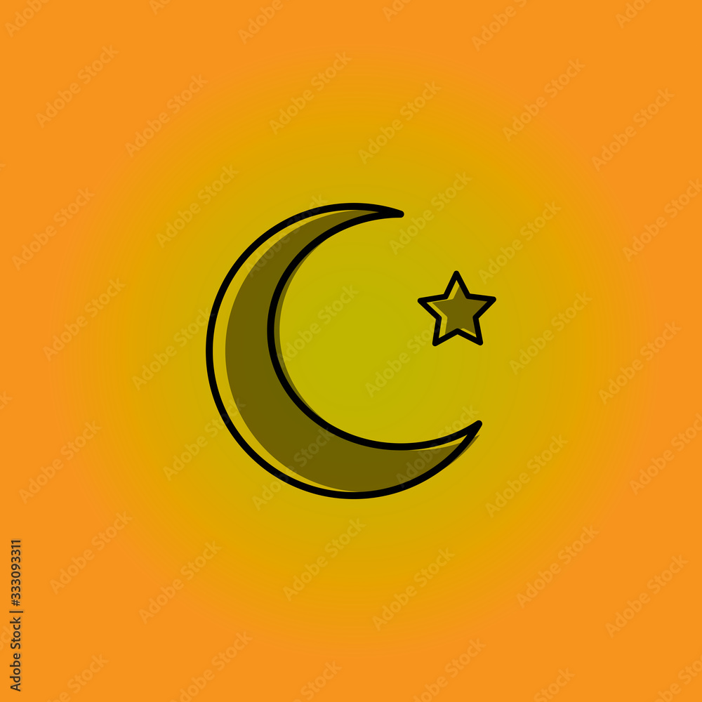 Islam symbol. moon and star. Design template vector