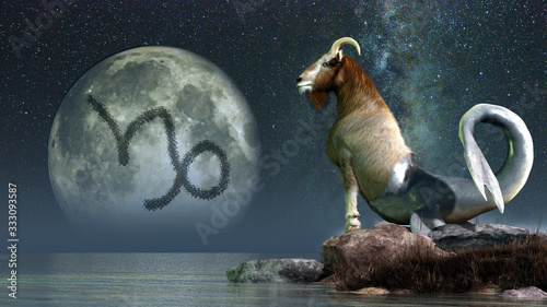 Capricorn is the sixth sign of the Zodiac. People born between December 21 and January 20th have this astrological sign. Its symbol is the sea goat. 3D Rendering