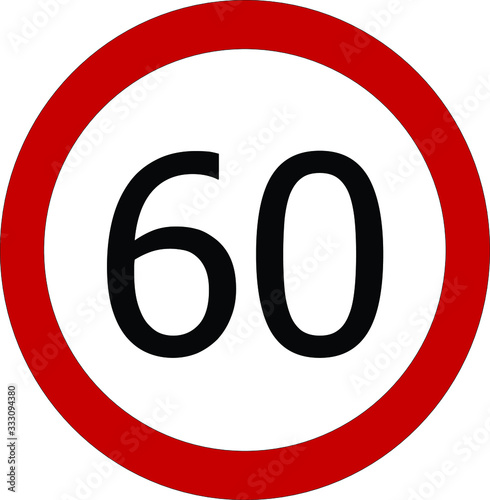 60 km/hr or mph Speed limit sign