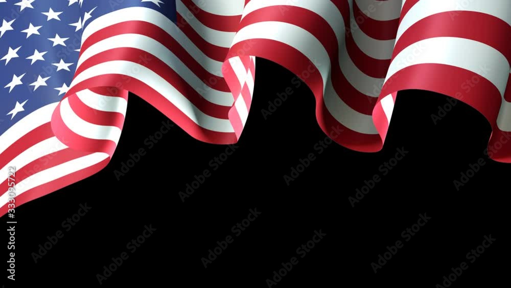 USA waving flag for banner design. USA waving national flag animated background. Festive patriotic design. America holidays. Seamless loop. Alpha channel