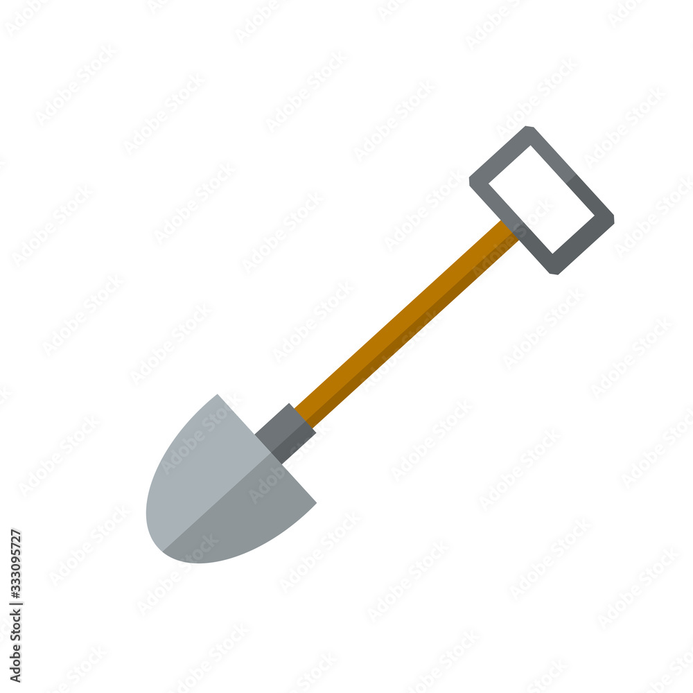Shovel. Element of farms and villages. Wood brown tool. Cartoon flat illustration. Digging hole. Shovel. Element of farms and villages. Wood brown tool. Cartoon flat illustration. Digging hole.