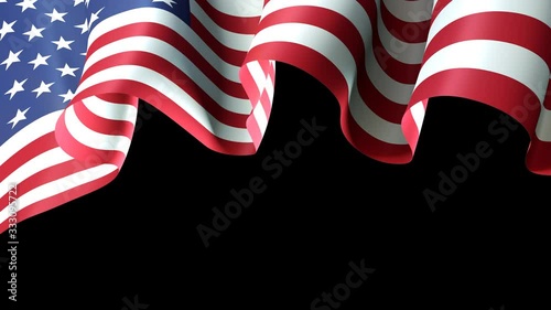 USA waving flag for banner design. USA waving national flag animated background. Festive patriotic design. America holidays. Seamless loop. Alpha channel