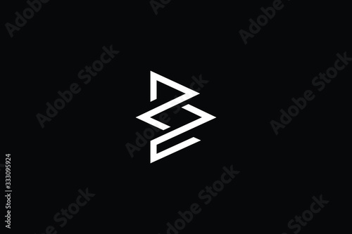 Minimal elegant monogram art logo. Outstanding professional trendy awesome artistic B BZ ZB initial based Alphabet icon logo. Premium Business logo White color on black background