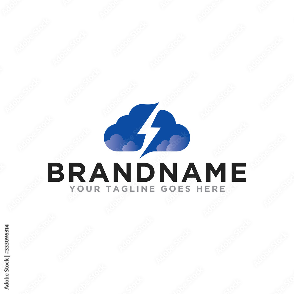 Fototapeta premium Thunderstorm logo icon vector. Cloud storm modern logo design template.