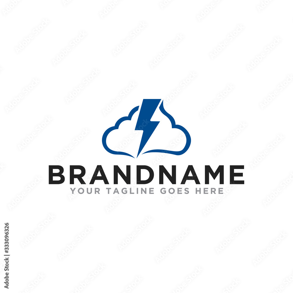 Fototapeta premium Thunderstorm logo icon vector. Cloud storm modern logo design template.