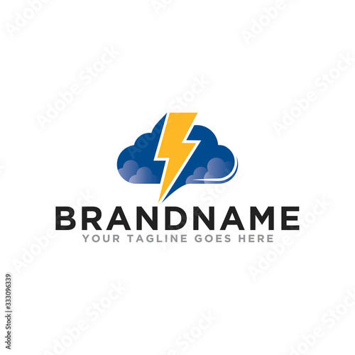 Thunderstorm logo icon vector. Cloud storm modern logo design template.