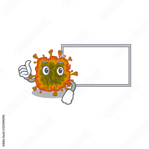 cute duvinacovirus cartoon character Thumbs up bring a white board