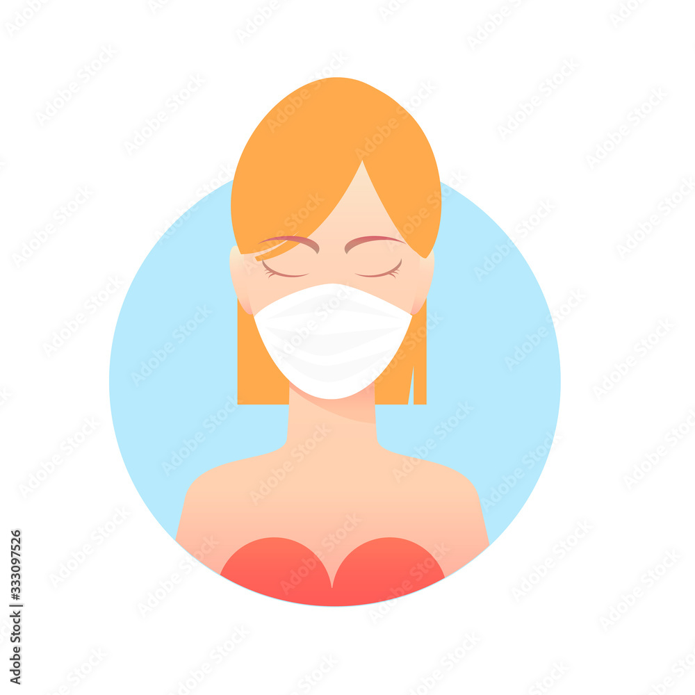 Woman in white medical face mask. Coronavirus. New coronavirus. 2019-nCoV. Coronavirus quarantine. Woman in white medical face mask. Coronavirus. New coronavirus. 2019-nCoV. Coronavirus quarantine.