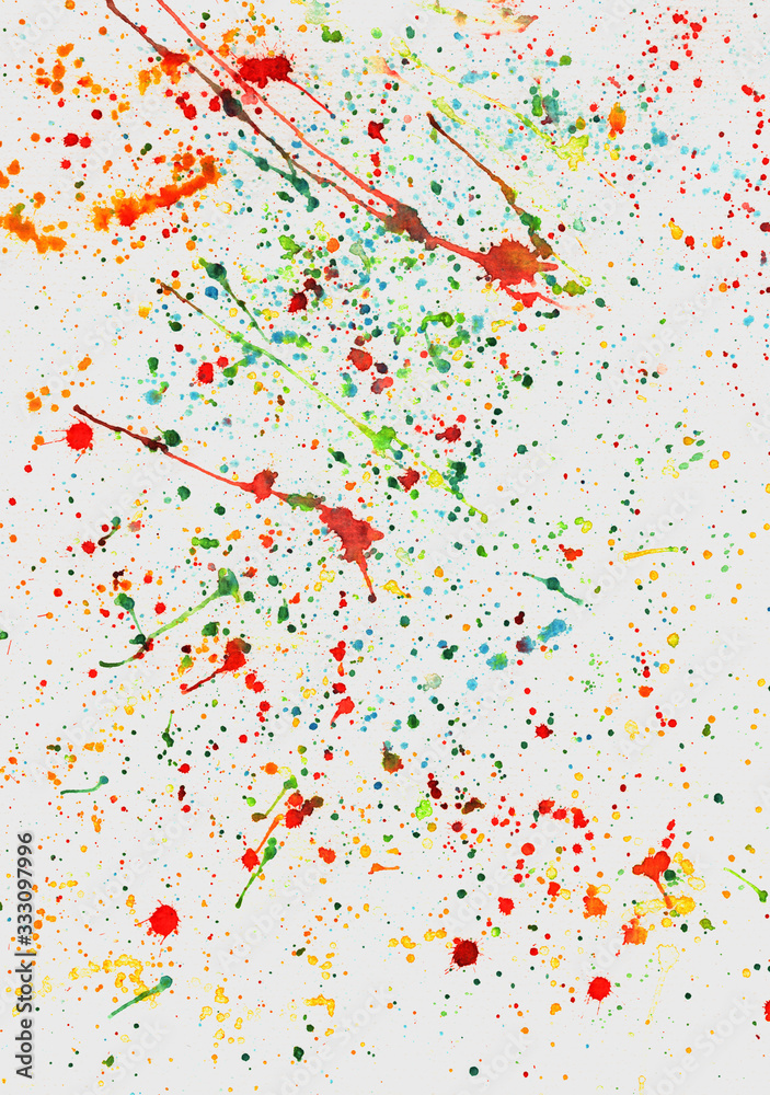 watercolor abstract background, multicolored drops on a white background