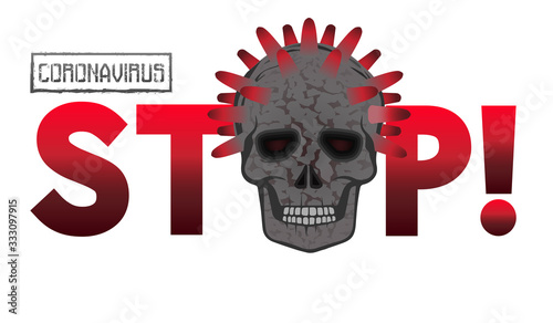 Stop Coronavirus Covis-19, banner with skull, vector illustration