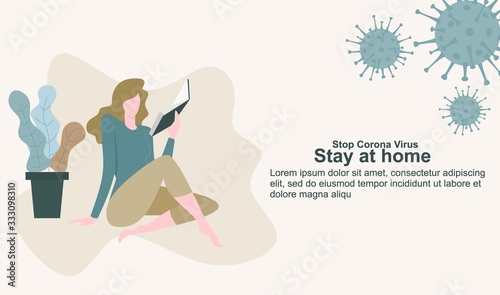 stay at home concept for banner, poster, flyer. Vector illustration. 