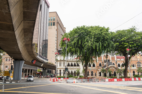 Typical street in the city center in Kuala Lumpur Malaysia. photo