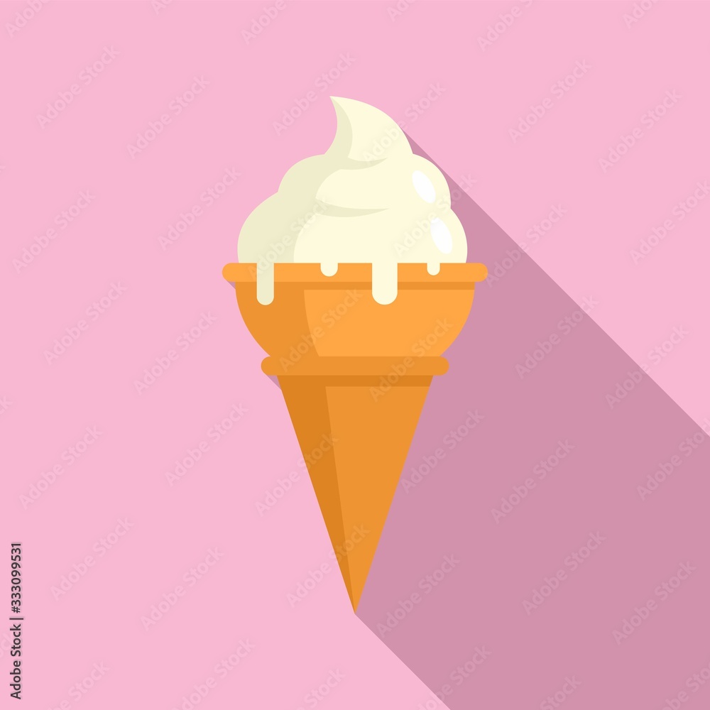 Vanilla ice cream icon. Flat illustration of vanilla ice cream vector icon for web design