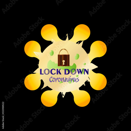 Illustrations concept Novel Coronavirus COVID-19, 2019-nCov Lockdown. Virus from Wuhan China. Virus infections prevention logo and symbol. Lockdown to prevent spreading virus.