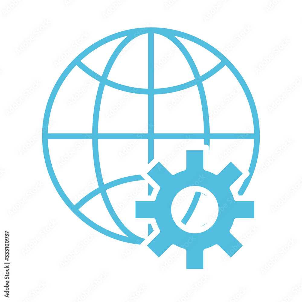 sphere browser with gear silhouette style icon sphere browser with gear silhouette style icon