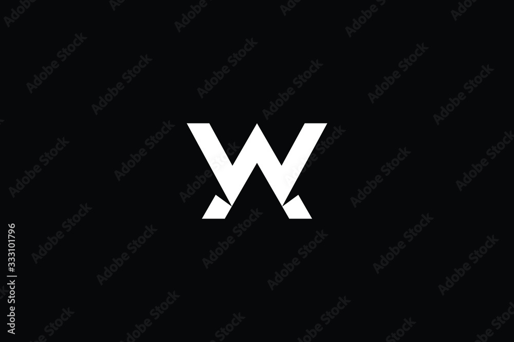 Minimal elegant monogram art logo. Outstanding professional trendy awesome artistic WA AW initial based Alphabet icon logo. Premium Business logo White color on black background - obrazy, fototapety, plakaty 