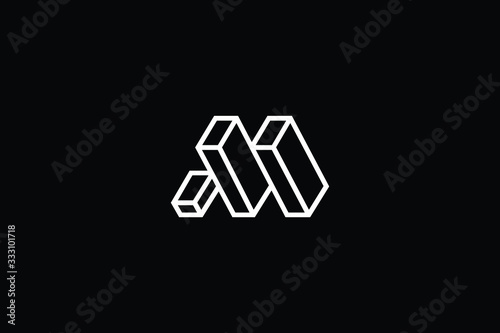 Minimal elegant monogram art logo. Outstanding professional trendy awesome artistic 3D M AM MA initial based Alphabet icon logo. Premium Business logo White color on black background