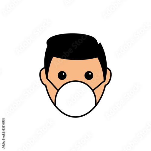Mask icon vector. Man face with mask icon. Safety breathing masks. Industrial safety N95 mask. Medical mask vector icon.